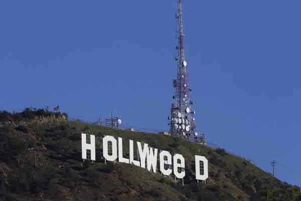 Le célébrissime «Hollywood» transformé en «Hollyweed»
