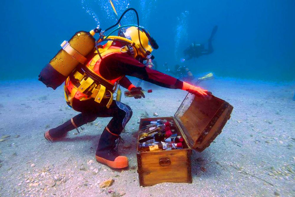 On peut choisir son vin à quarante mètres sous la mer