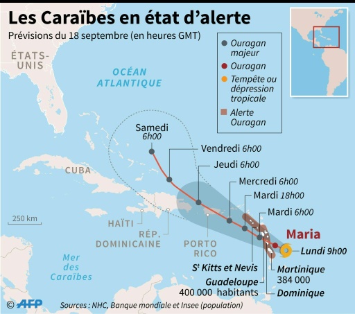 La Guadeloupe en alerte rouge avant l’arrivée de l’ouragan Maria