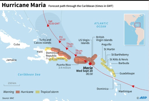 Les îles touchées par l’ouragan Maria