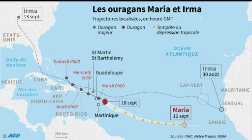 Ouragan Maria: alerte violette en Martinique et alerte rouge en Guadeloupe