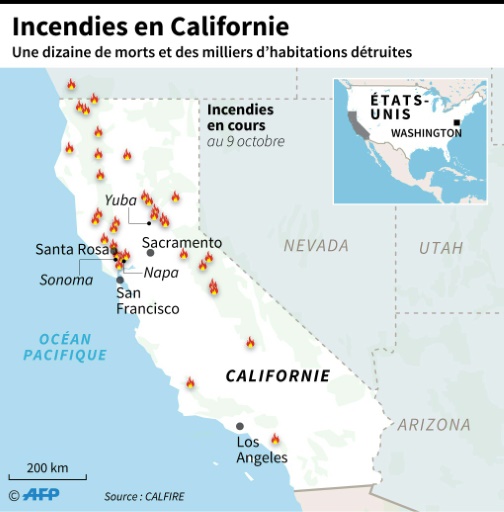 Incendies: Trump déclare l’état de catastrophe naturelle en Californie