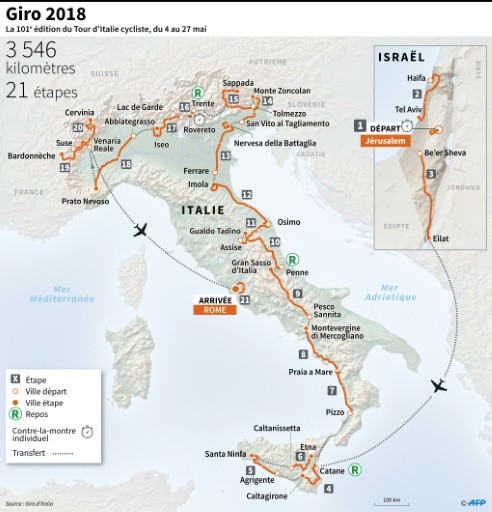 Tour d’Italie: le grand pari de Chris Froome, de Jérusalem à Rome