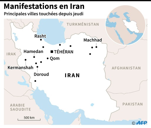 Les manifestations en Iran depuis jeudi